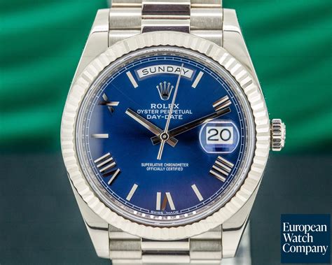 rolex presidential white gold blue dial